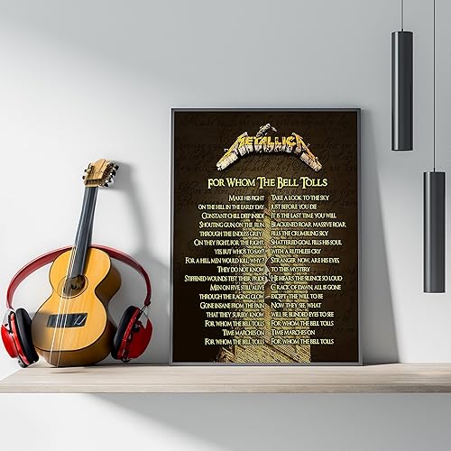 Miniatura 3 de AMERICAN LUXURY GIFTS “For Whom the Bell Tolls” Song Lyric Wall Art –Unframed, 11x14 Inch Rock Music Print for Home, Office, Studio, or Man Cave