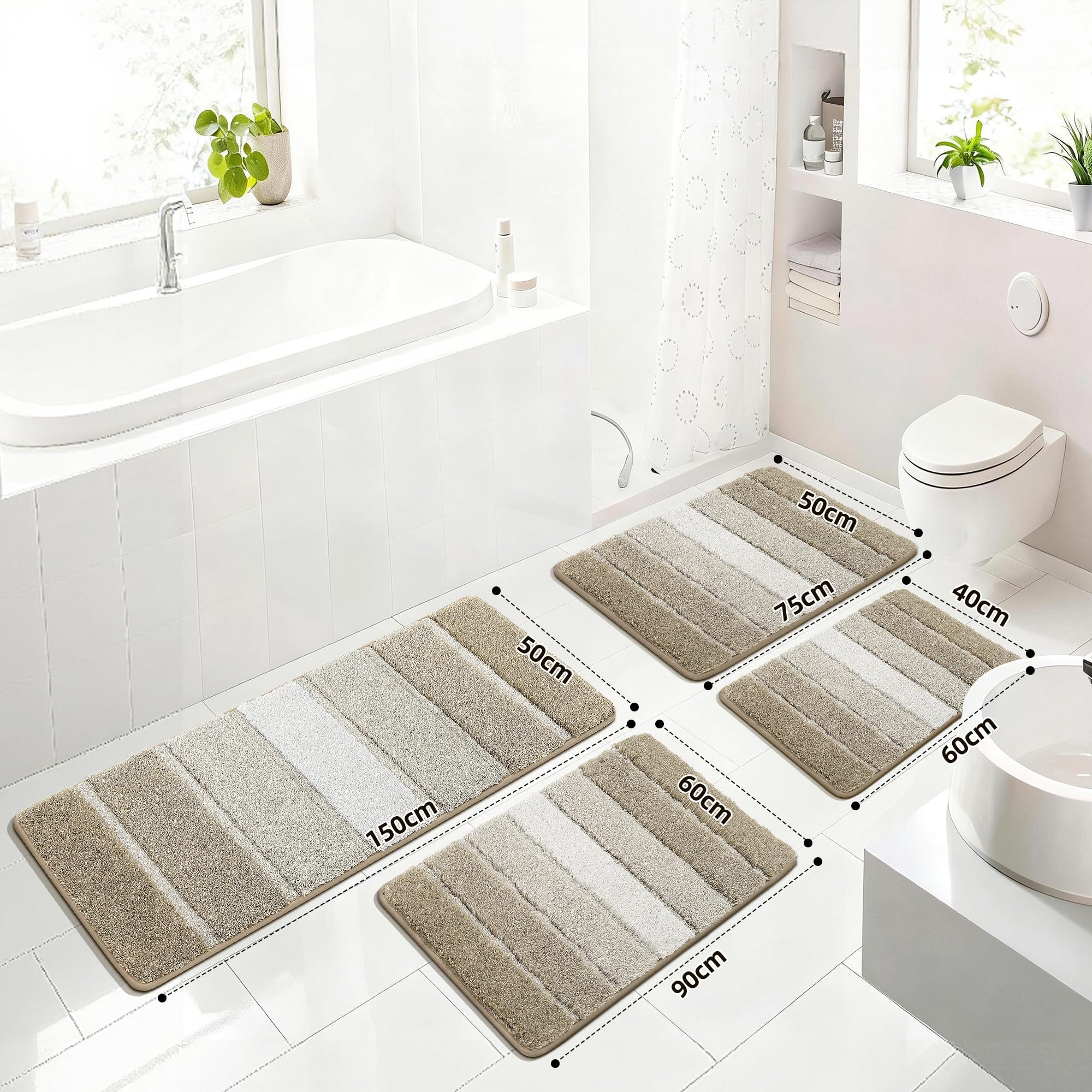 COSY HOMEER Badezimmerteppich 50 x 150 cm, Beige