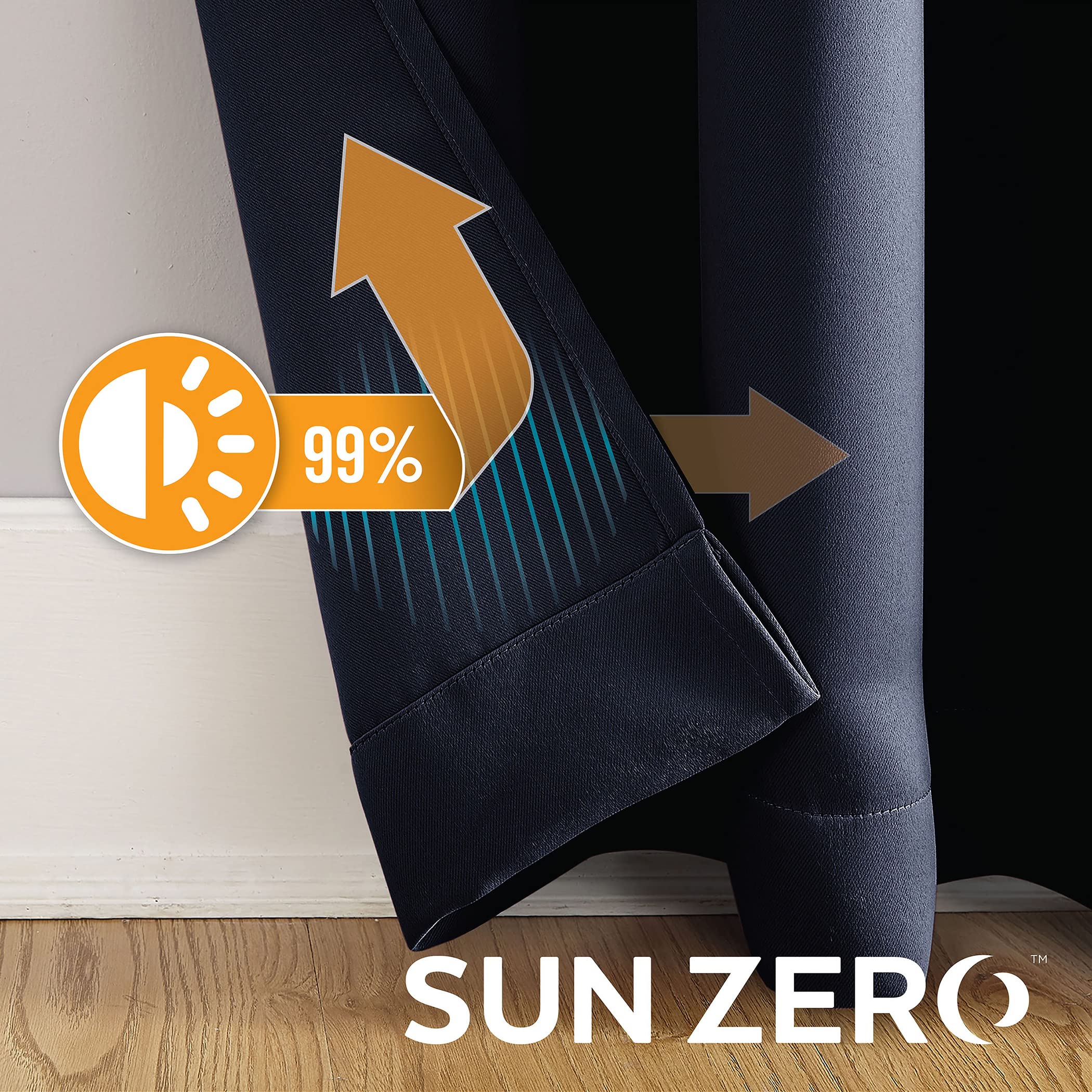 Amazon｜Sun Zero ソーホー(Soho) 遮光カーテン ネイビー 防音 防寒