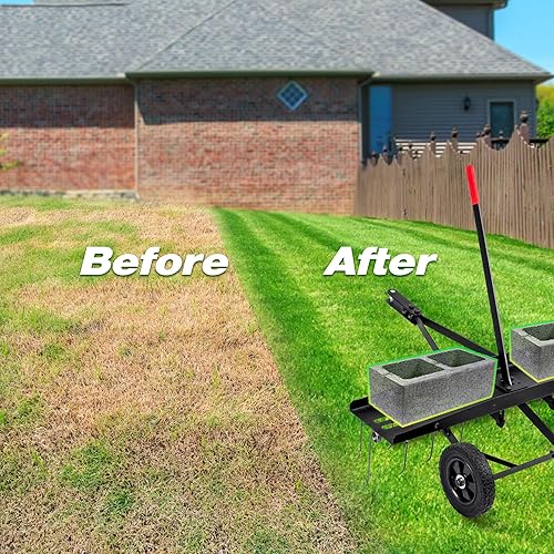 Miniatura 6 de Suchtale Remolque de 48 pulgadas con 24 púas de acero de resorte, rastrillo de tractor de césped de jardín, elimina la paja de céspedes grandes,