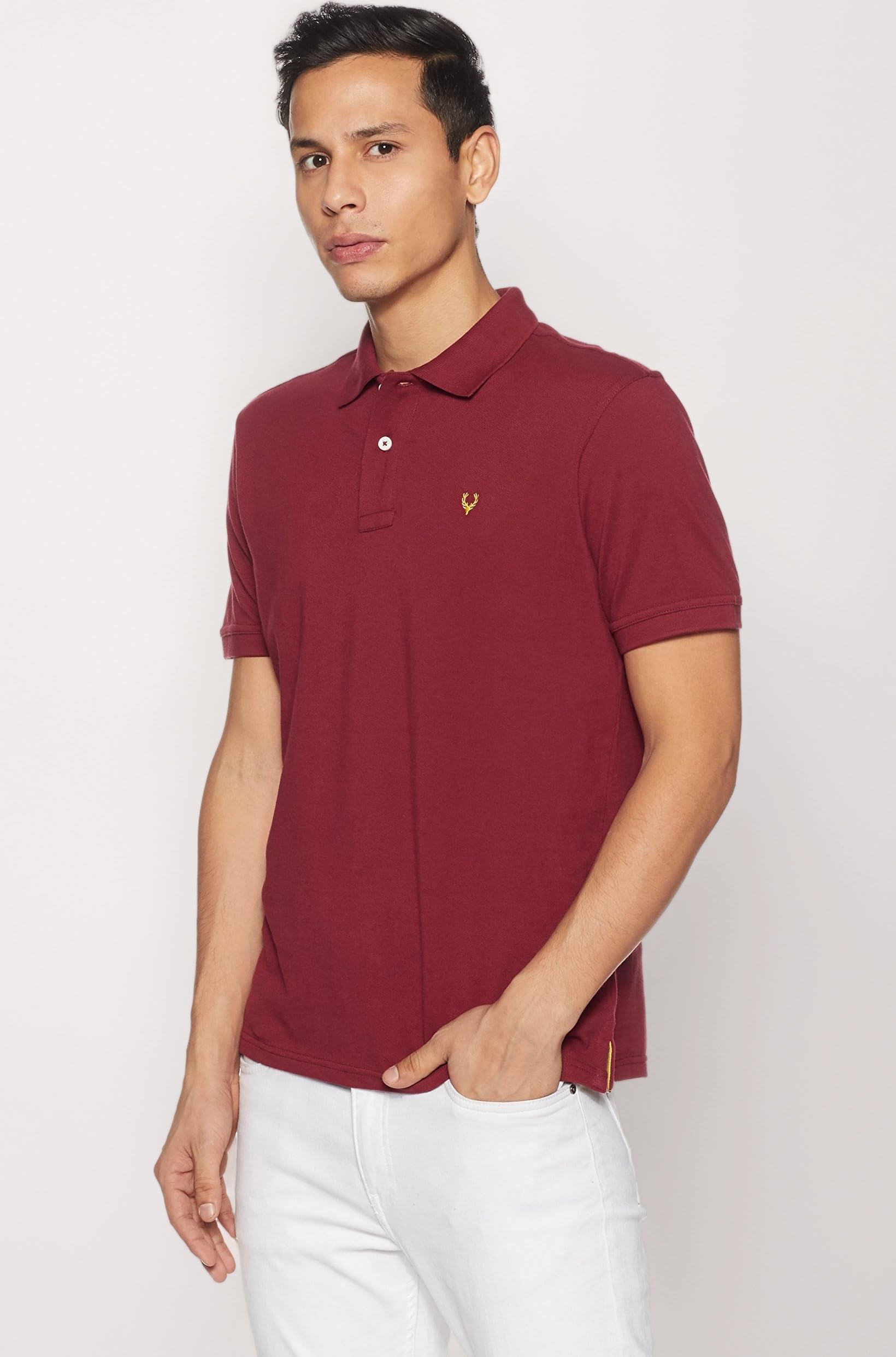 Allen Solly Men’s Polo T‑Shirt | Comfortable Rich Cotton Blend, Band Collar, Regular Fit | Stylish & Premium All Day Wear