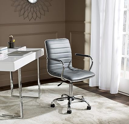 Finch Fox Height-Adjustable Faux-Leather Arm Conference Office Desk Chair for Computer/Salon/Spa/Medical (Grey)