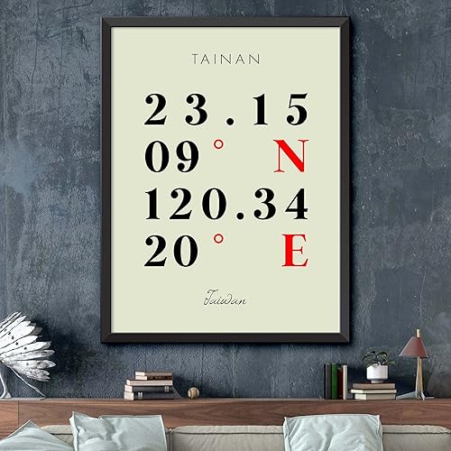 Miniatura 2 de Mapa de Tainan, Taiwán, Coordenadas Multilíneas de Color (24x36)