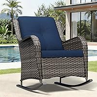 Vista 127 de Joyside Silla mecedora giratoria para exteriores para patio, mecedora de mimbre para exteriores con cojines de tela de olefina adecuada para porche
