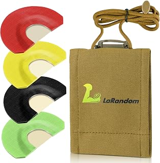 Elk Diaphragm Call & Holder Set, 4 Pack Elk Calls for Hunting, Realistic Bull & Cow Sounds, Reed Calls Organizer, Holds 4 Mouth Reeds, Attachable to Pack, Harness, or Lanyard