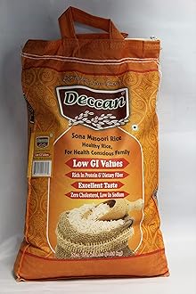 Deccan Low GI Values, Zero Cholesterol, Low in Sodium Sona Masoori Rice - 10lb., 4.54kg.