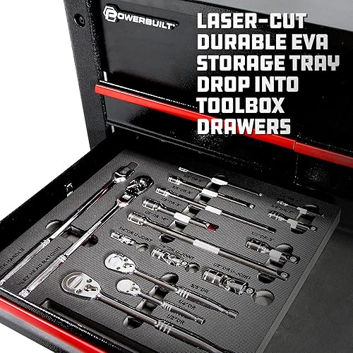 Miniatura 6 de Powerbuilt Master 949009 - Juego de accesorios y trinquetes, 16 piezas, herramientas de transmisión de 14, 38 y 12 pulgada, barras de extensión,