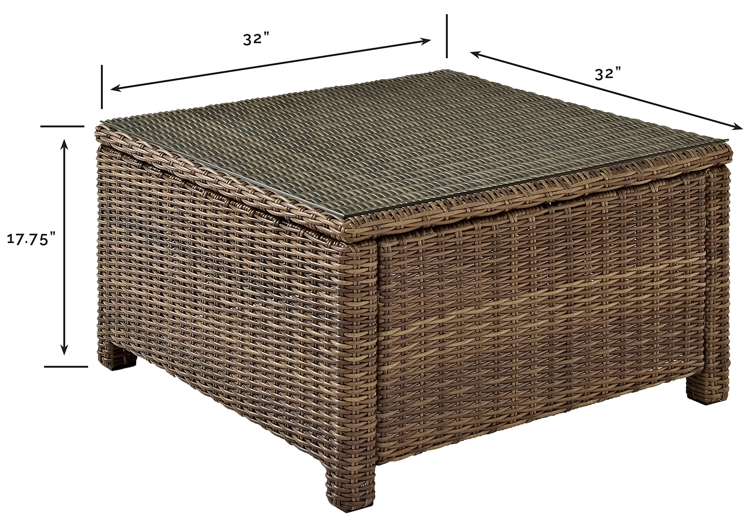 Crosley Furniture CO7207WB Bradenton Outdoor Wicker Square Tempered