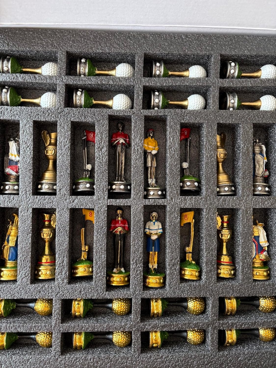 Golf Set +Briar Elm Wood Chessboard Glossy Finish Handmade Italy