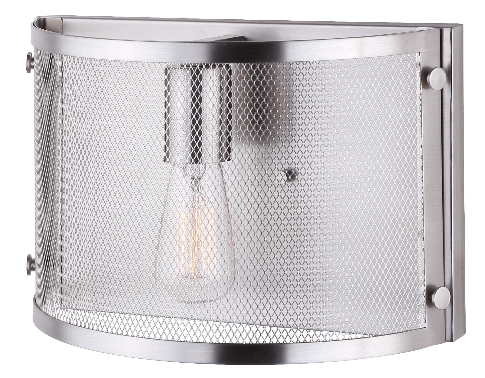 CANARM Beckett 1-Light Wall Sconce, Industrial Silver Wire Shade, Low-Profile Wall Lighting for Bedroom, Hallway or Living Room