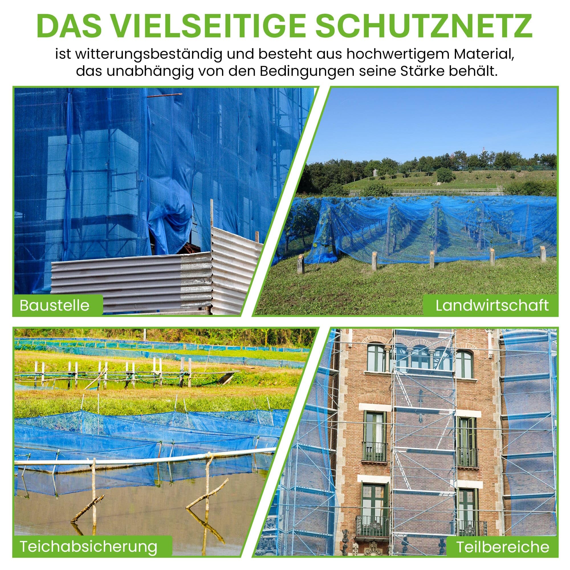 Red de protección para andamios, 3,07 x 50 m, protección contra el polvo, red de demolición, 50 g/m², incluye 100 bridas, diferentes tamaños y colores (3,07 x 50 m, azul)