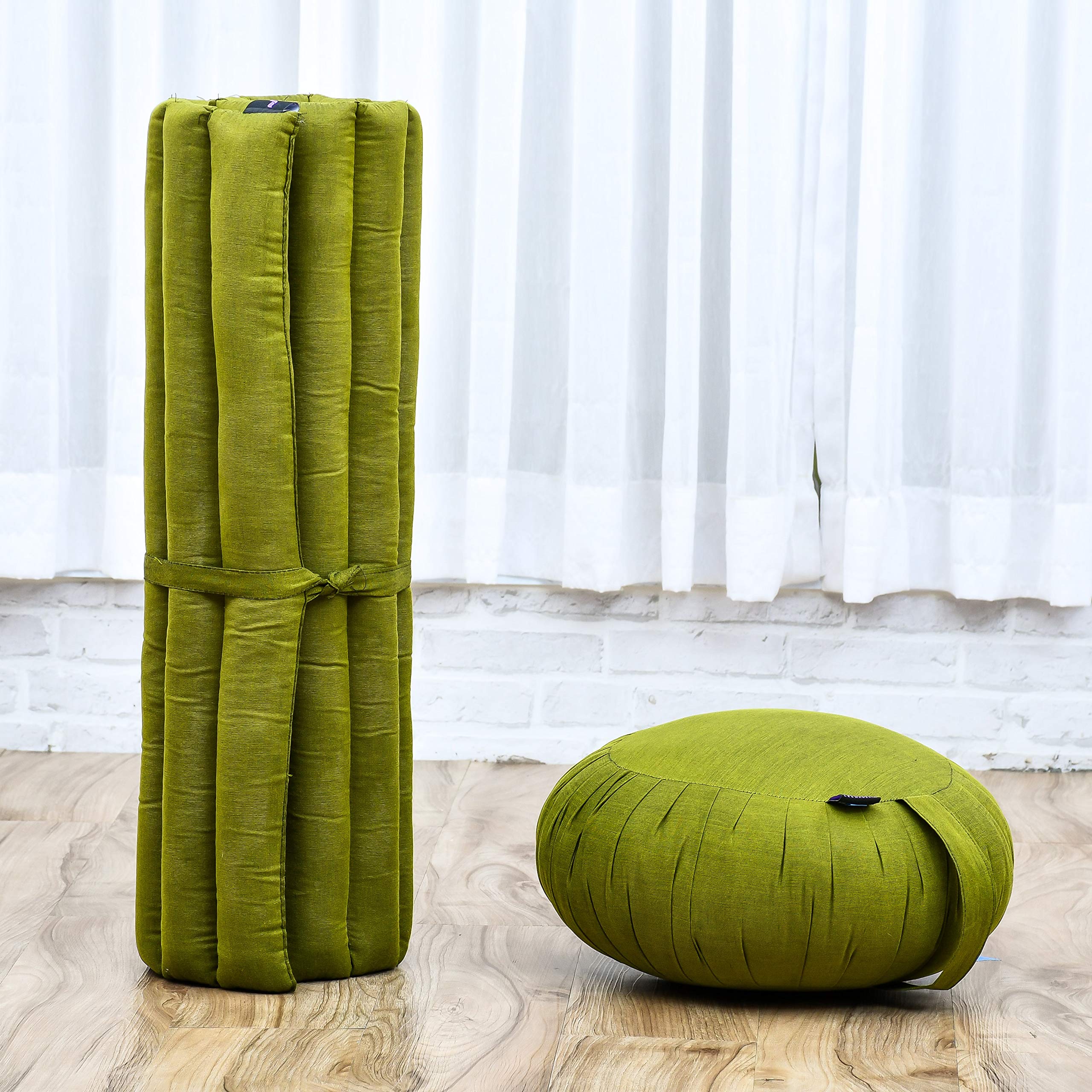 Leewadee Set Meditazione Zafu & Zabuton - Cuscino Meditazione Kapok Yoga Zen Zazen