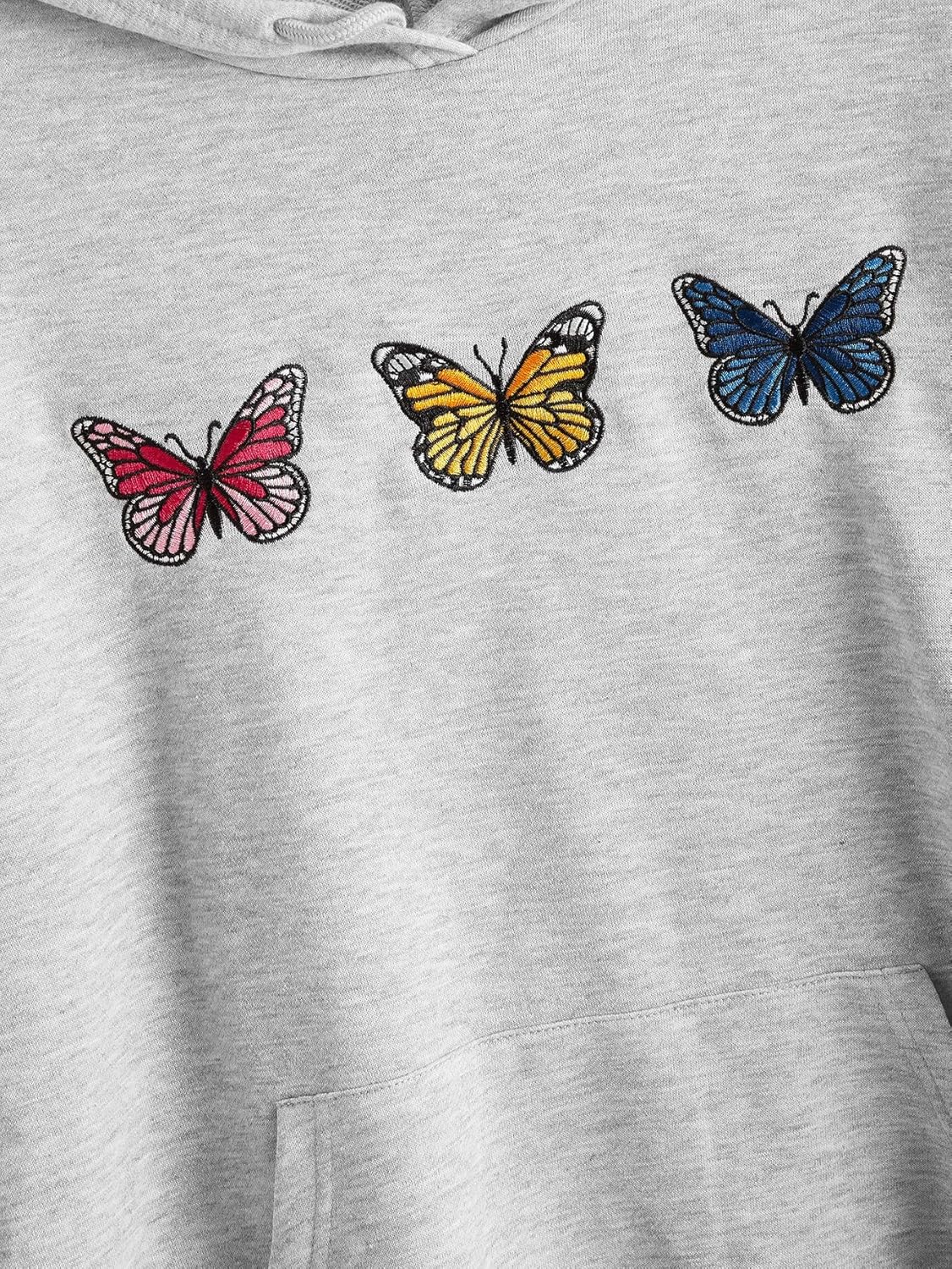 SweatyRocks Sweatshirt Women's Pullover Sweatshirt Butterfly Print Hoodie Grey Butterfly Small