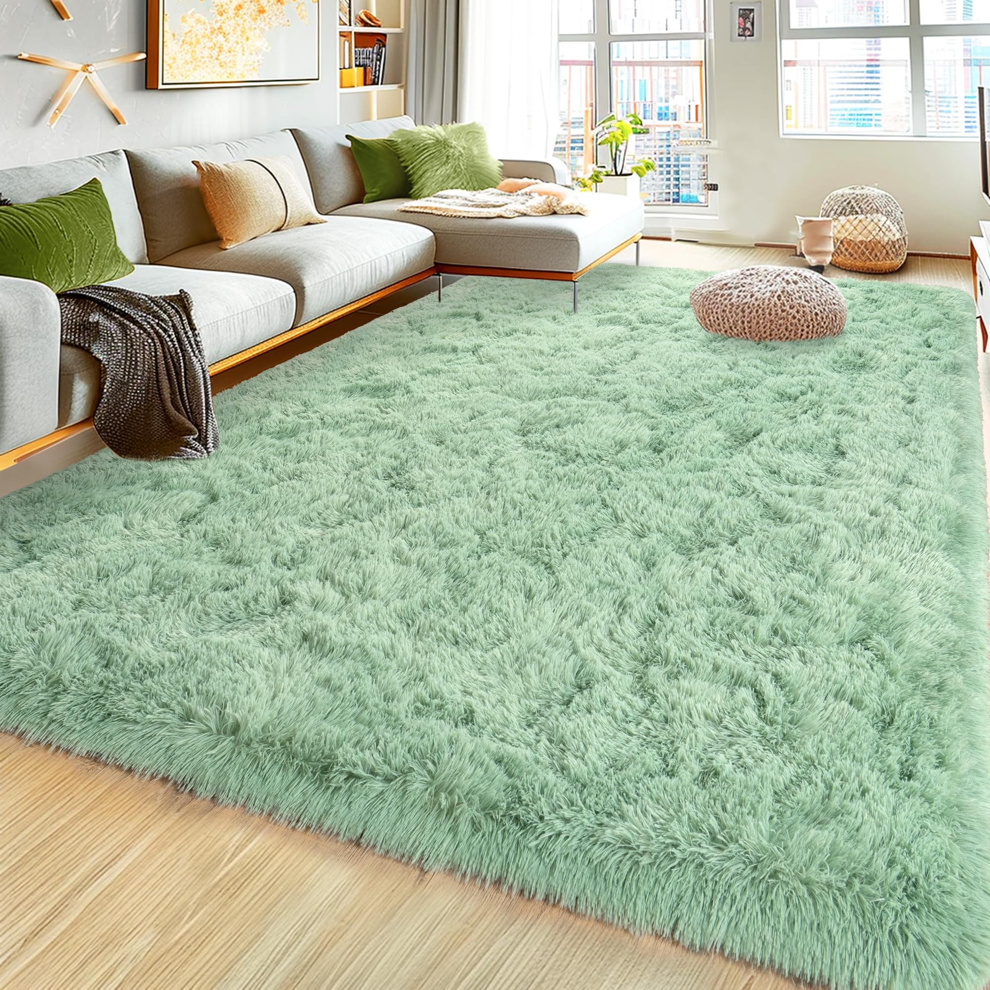 Ultra Fluffy Rug for Living Room Bedroom, 5x7 Fuzzy Large Area Rug for Living Room, Plush Soft Shag Carpet for Girl Boy Kids, Non Slip Rug Modern