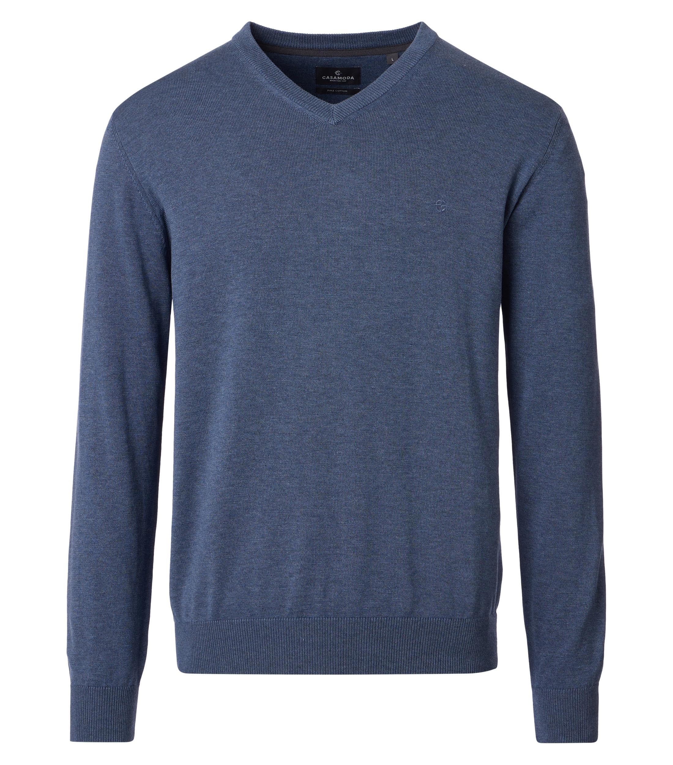 CASAMODA Herren Pullover mit V-Ausschnitt unifarben Elastischer Bund