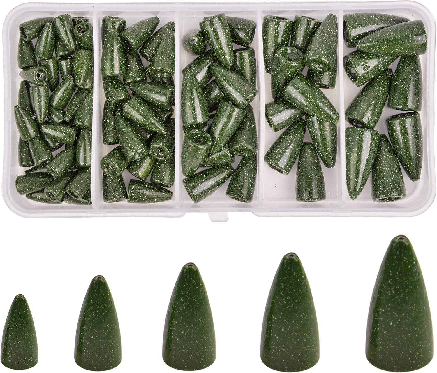 Bullet Sinkers Bass Fishing Weights Kit 88PCS Painted Worm Fishing Flipping Weight Texas Rig Weights Set for Bass Fishing
