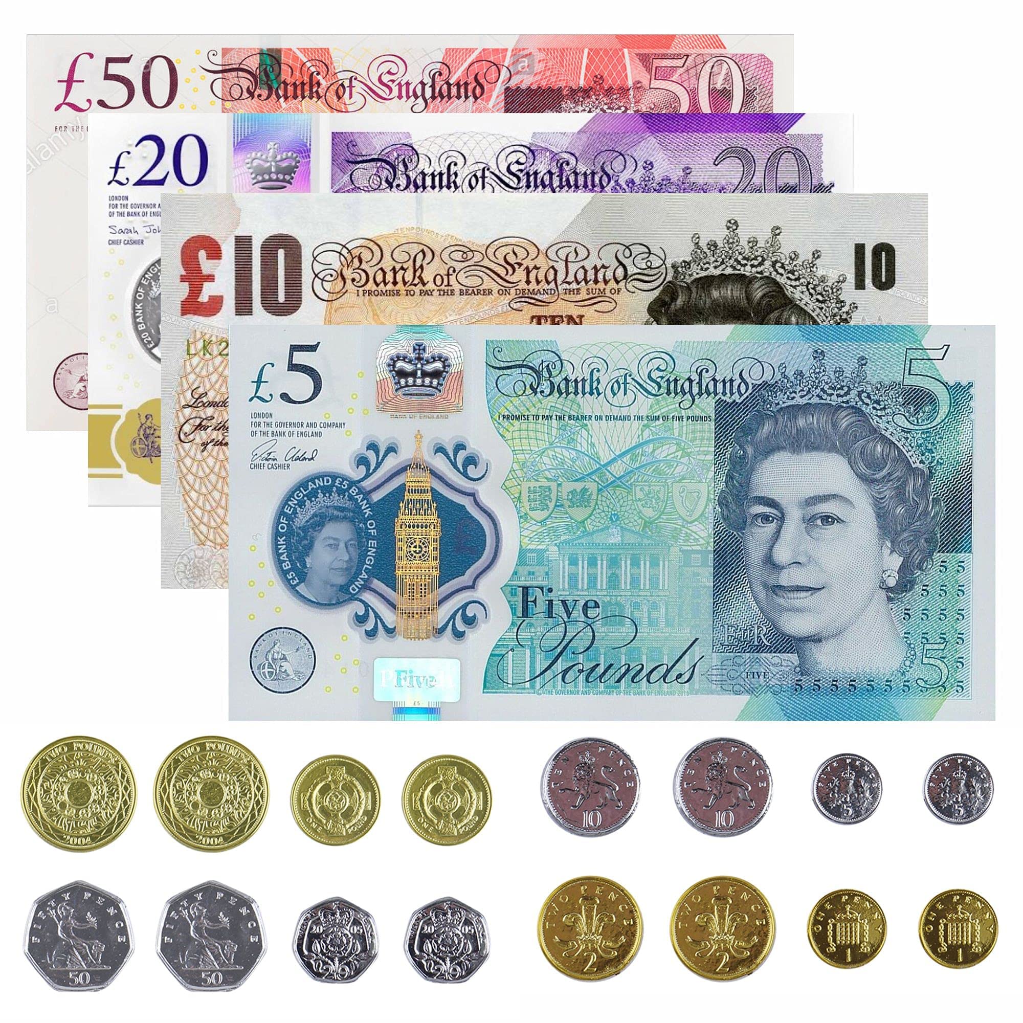 Buy Fake Money Uk Monoplay Prop Cash Notes Coins Sterling Pound Kids ...