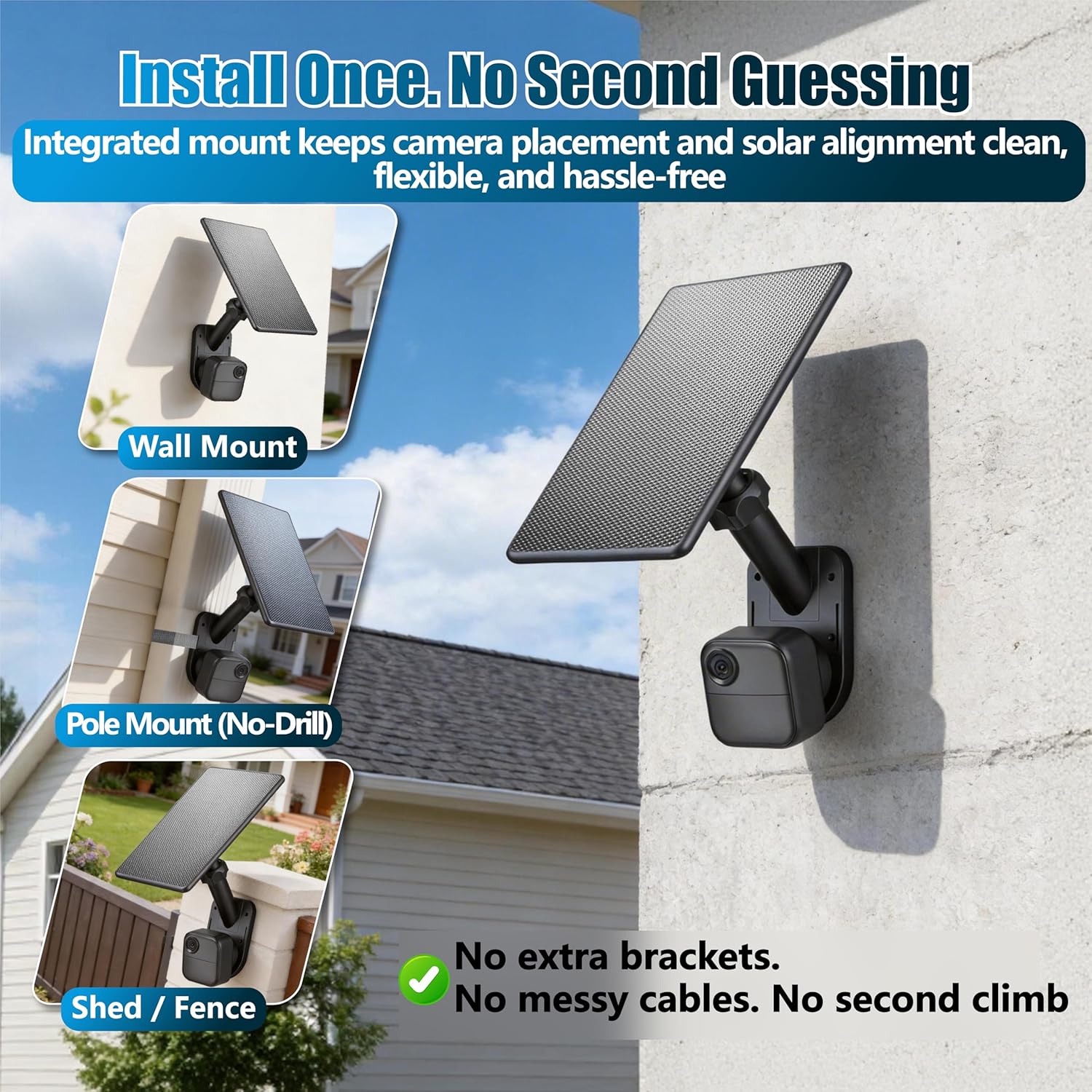 All-in-One 6W Solar Panel for Blink Outdoor 4 (4th Gen), Outdoor 2K+ & XT2/XT3, Integrated Wall & Pole Mount, Waterproof Solar Charger with Built-in Energy Storage (Camera Not Included)