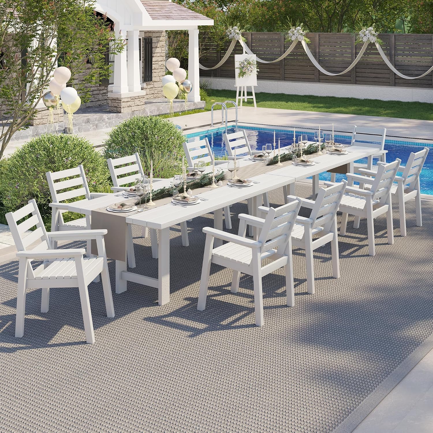 AMERLIFE 12 Person HDPE Outdoor Dining Set