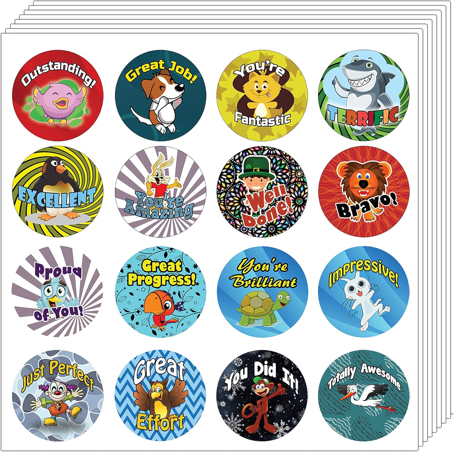 Creanoso Teacher Reward Motivational for Children Stickers (5-Sheet) – Sticker Card Giveaways for Kids – Awesome Stocking Stuffers Gifts for Boys & Girls – Classroom Home Rewards Enticements : Office Products