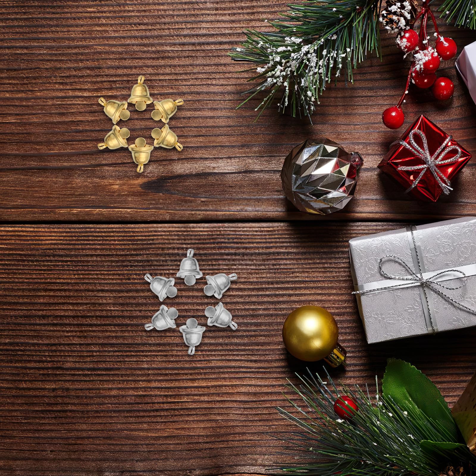 Toyvian 1000 Unidades Campanas Navideñas de Hierro Plata 10mm para