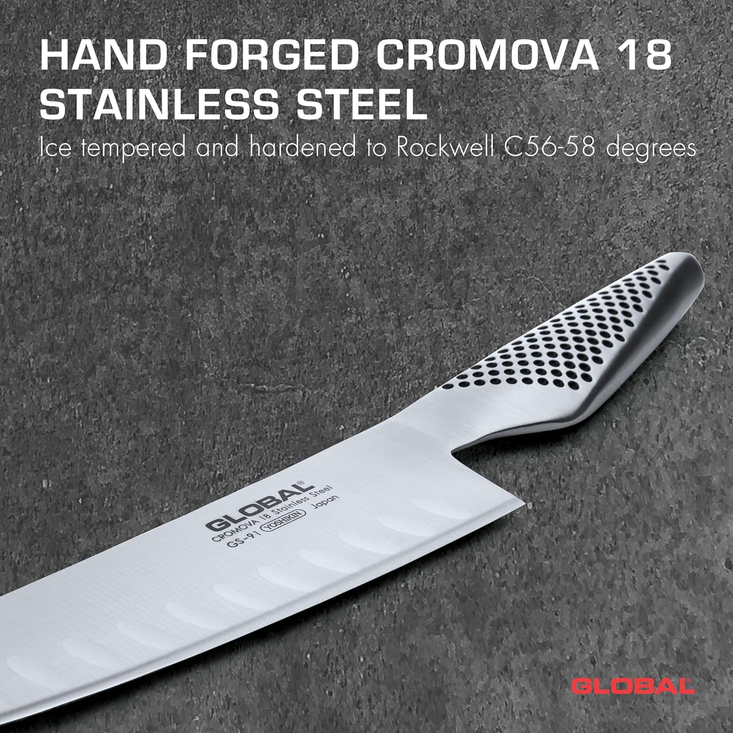 Global 5 1/2 inch Hollow Ground Vegetable Knife, Lightweight Japanese Stainless Steel, Razor-Sharp Edge, Made in Japan, GS-91