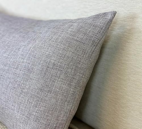Miniatura 4 de Aiking Home - Funda de almohada tejida de lino sintético fino, tamaño 14 x 26 pulgadas, color gris claro
