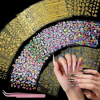 Teenitor 50 Sheets Nail Stickers for Nail Art, Flower Nail Art Stickers ...