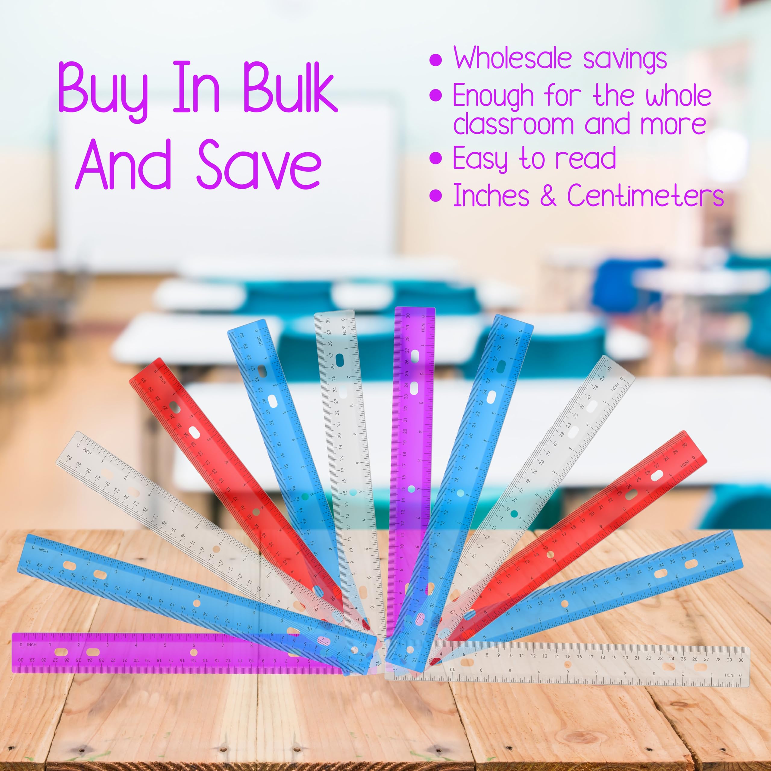 Snapklik.com : Rulers Bulk For Classroom (12 Bulk Pack) Plastic Ruler ...