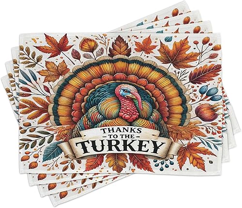 Miniatura 24 de Ambesonne Juego de 4 manteles individuales amarillos y azules, diseño de flores de primavera, flores vibrantes, manteles individuales de tela Azul