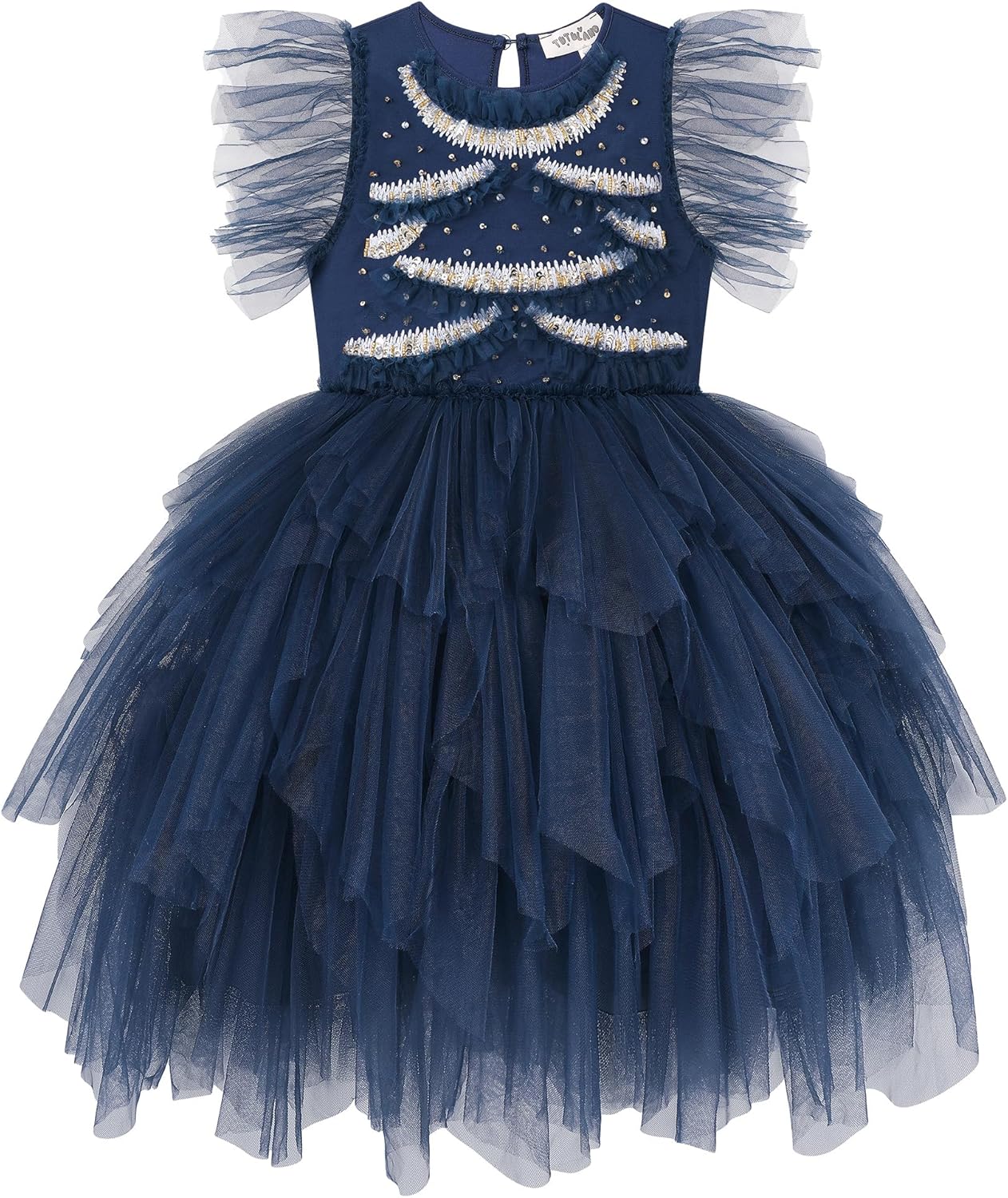 TUTULAND Tutu Dress for Girls - Glitter Sequin Tulle Dress Tiered Layered Flower Girl Dress for Wedding Birthday Photo Prop