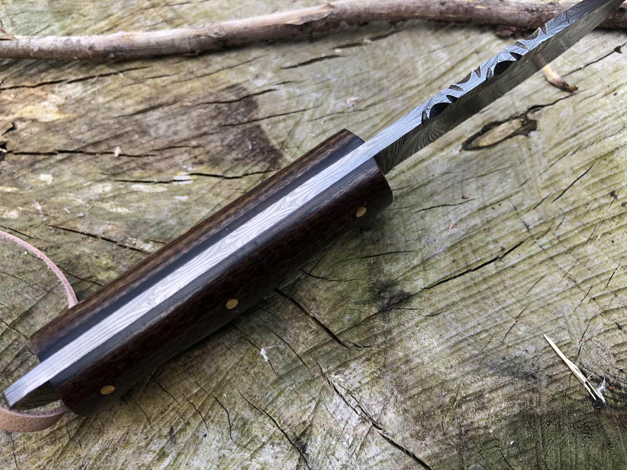 Perkin Coltello da Caccia Damasco con Coltello Sharpcraft a Lama Fodera SK1300