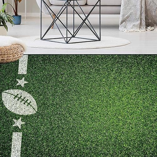 Miniatura 5 de Alfombras de campo de fútbol americano para salas de 5 x 7 pies, 60 x 84 pulgadas, alfombras de área modernas con bordes antideslizantes