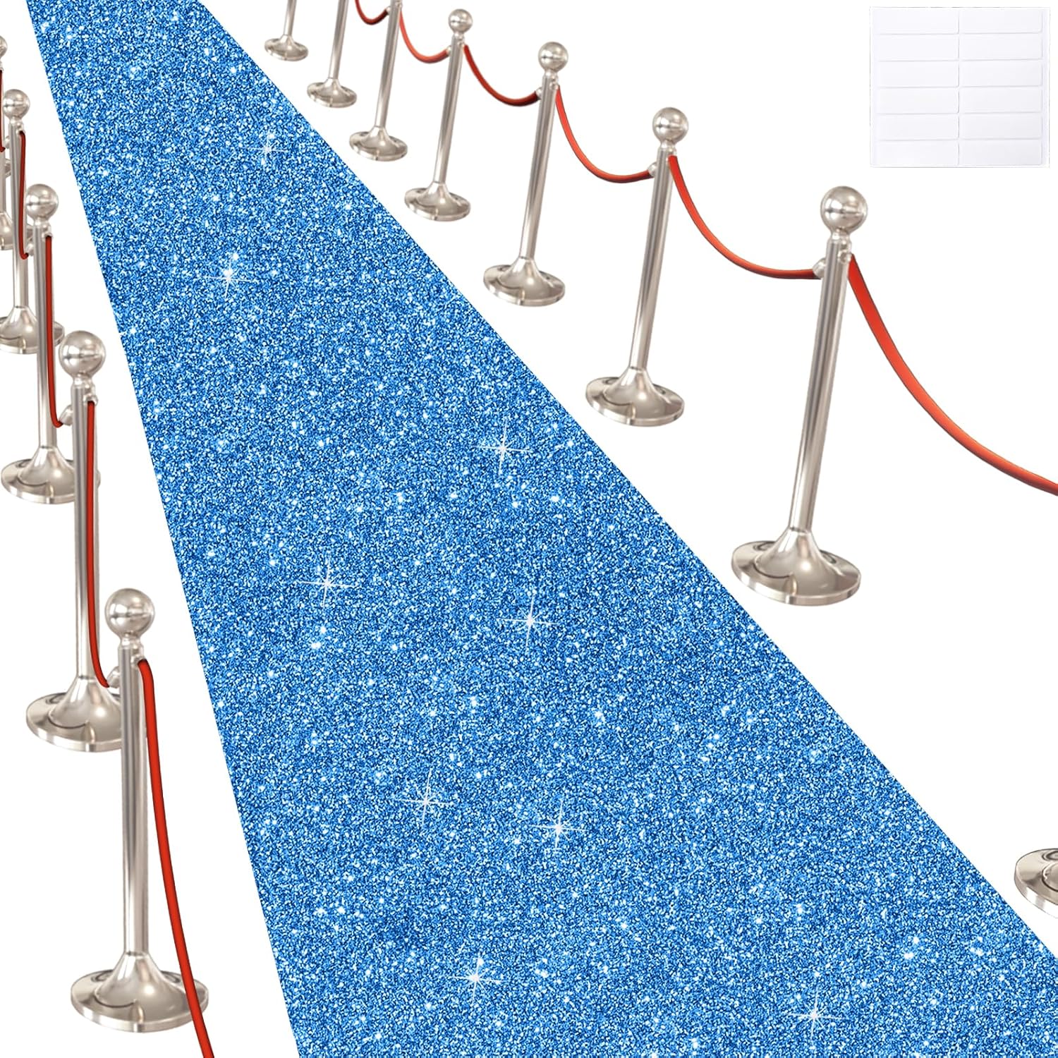 Glitter Carpet Runner for Party -200 GSM Thickness Non-Woven Fabric Runner Rug with Adhesive Tape, Hollywood Carpet for Event, Aisle Runner for Wedding Ceremony (Glitter Dark Blue, 2.6FTx30FT)