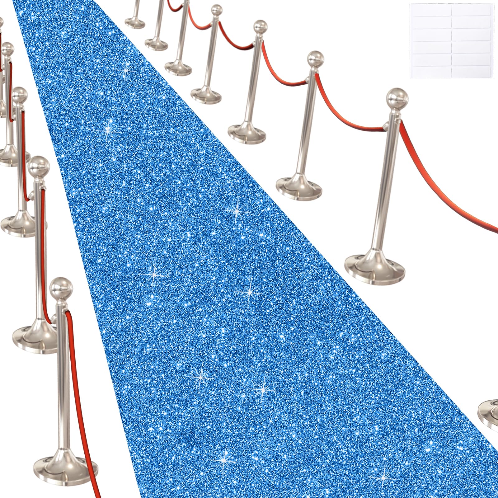 Glitter Carpet Runner for Party -200 GSM Thickness Non-Woven Fabric Runner Rug with Adhesive Tape, Hollywood Carpet for Event, Aisle Runner for Wedding Ceremony (Glitter Dark Blue, 2.6FTx30FT)