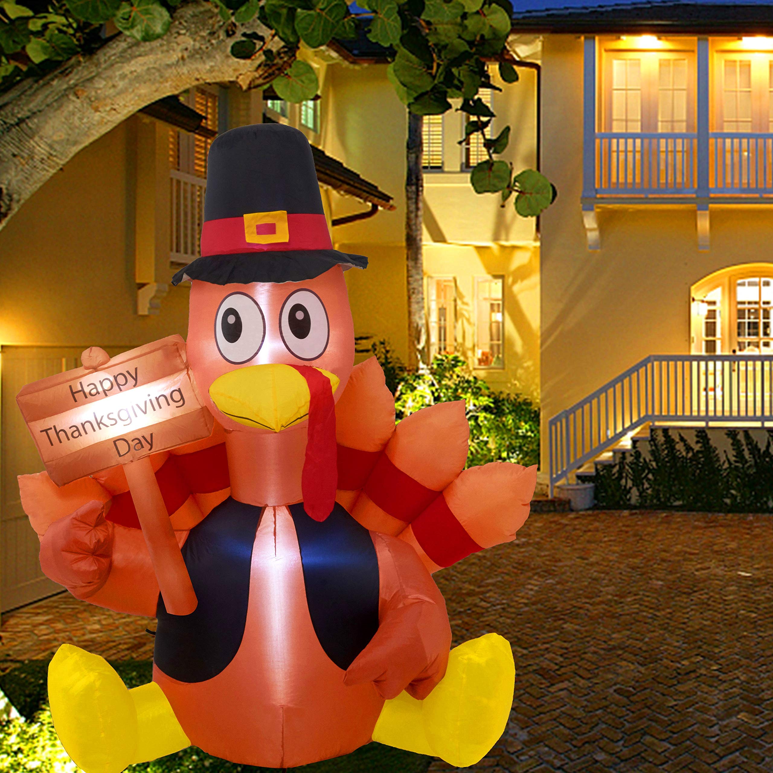 Thanksgiving Inflatable Twinkle Star Thanksgiving Decorations Inflatable Turkey, 6FT Lighted ...