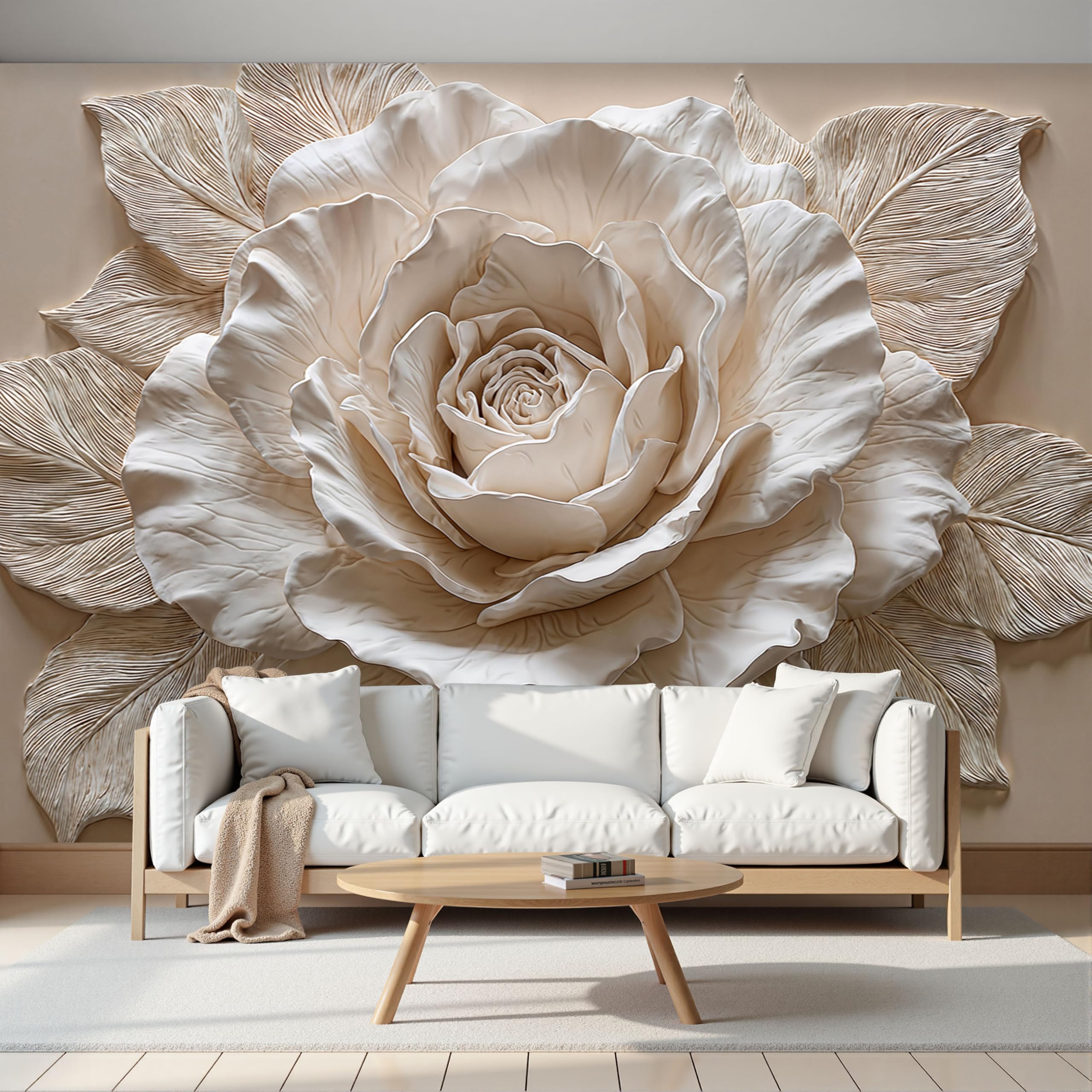 Papier peint intissé effet relief avec texture florale élégante