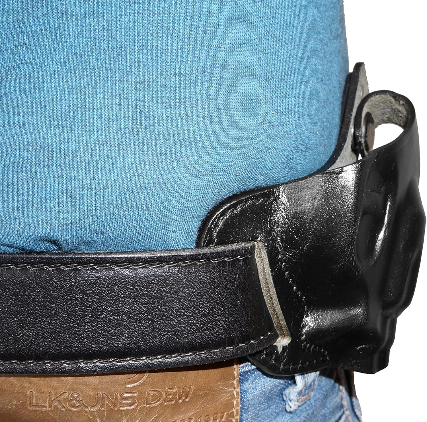 S&W J Frame Holster, 2 Slot Pancake OWB Right Handed Leather Gun Holster Thumb Break Handmade