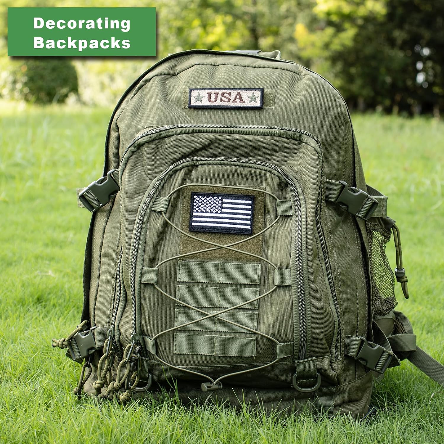 American Flag Patch 12 Pcs Bundle Set Full Embroidery Hook and Loop Fastener Funny Tactical Morale Military Uniform Emblem Patches for Backpacks Army Gears Dog Vest Harness 2x3 inches image 2