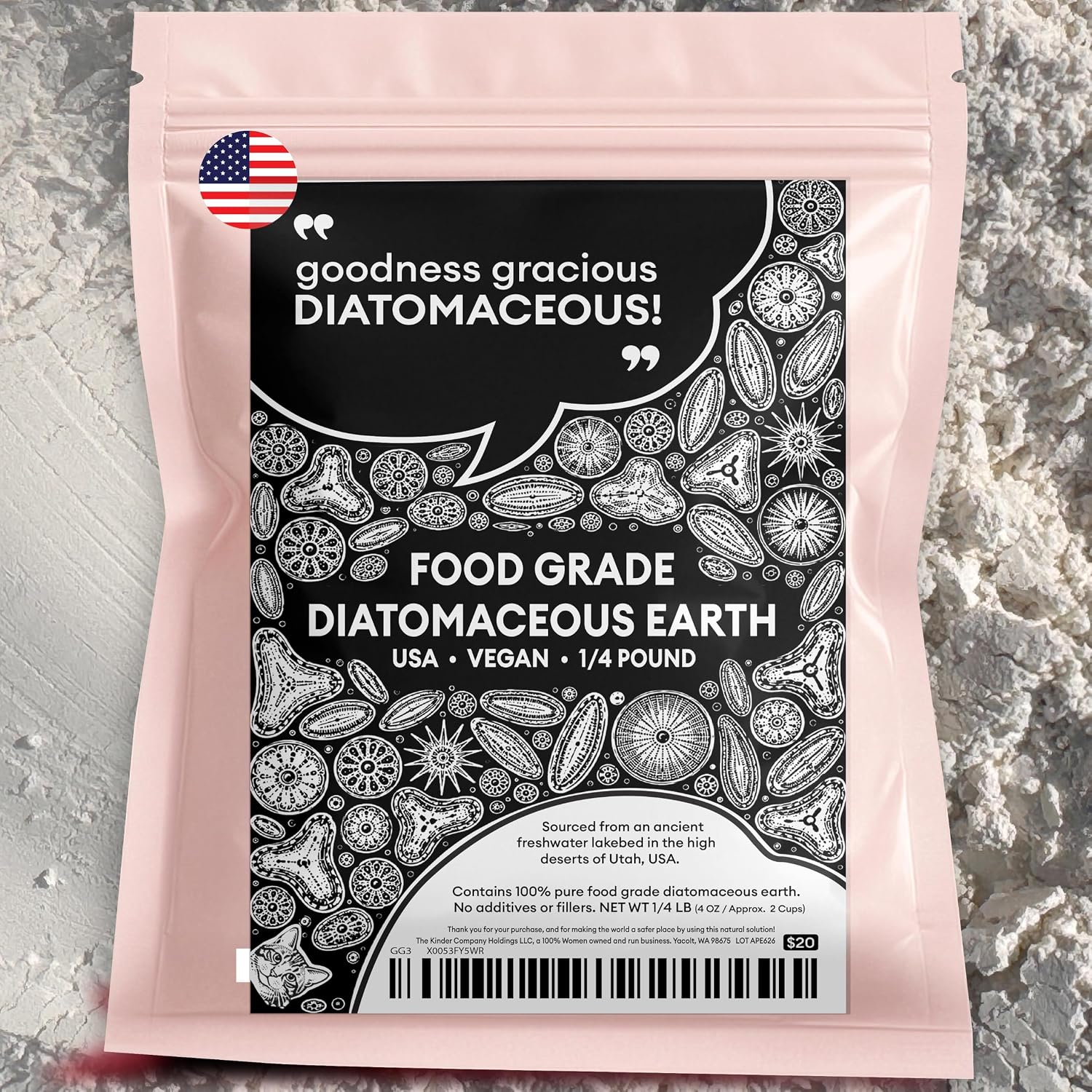 Food Grade Diatomaceous Earth Powder 1 Pint (1/4 Pound) Ultra Fine