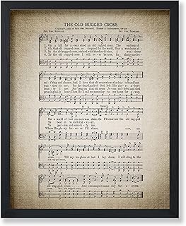 Poster Master Vintage The Old Rugged Cross Poster - Retro Music Sheet Print - Hymnal Art - Gift for Him, Her & Musician - Religious Decor for Chapel or Music Room - 8x10 UNFRAMED Wall Art