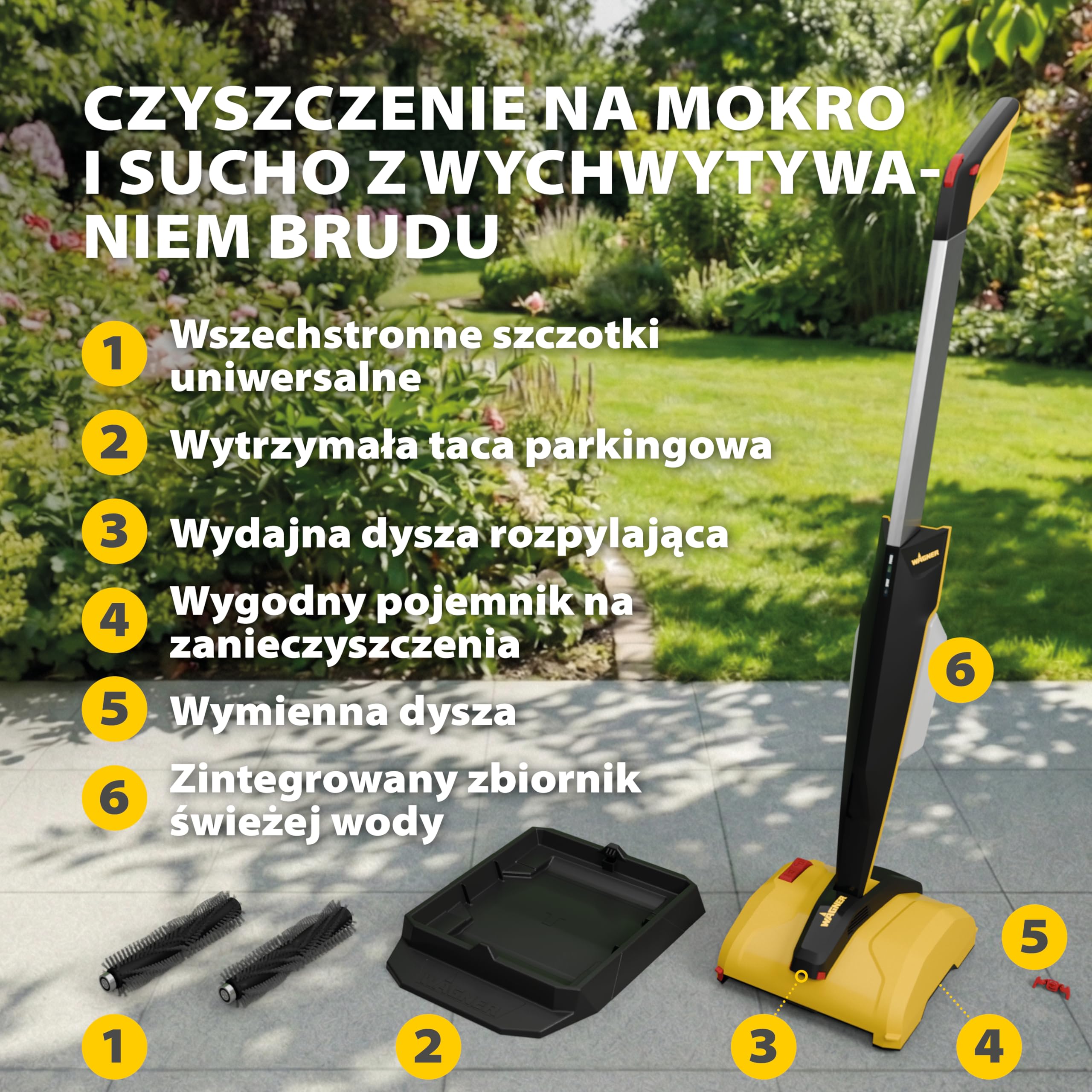 WAGNER wielofunkcyjnemu urządzeniu do czyszczenia tarasów Levaro Powerbrush 18V (Bateria i ładowarka nie są dołączone) - do nieskomplikowanego sprzątania konserwacyjnego obszarów zewnętrznych