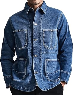 [ヘインズ] デニム カバーオール メンズ ブランド Gジャン ブルゾン ワークジャケット ストレッチ おしゃれ 大きいサイズ アウター シンプル 羽織 古着風 ビンテージ風 アメカジ カジュアル ユニセックス ファッション 067110【-】