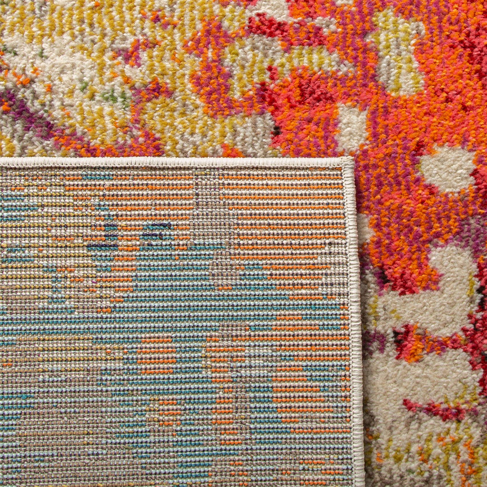 SAFAVIEH Tapis Boho pour Salon, Salle à Manger, Chambre à Coucher - Madison Collection, Tapis à Poil Court, Ivoire et Multi, 160 X 229 cm