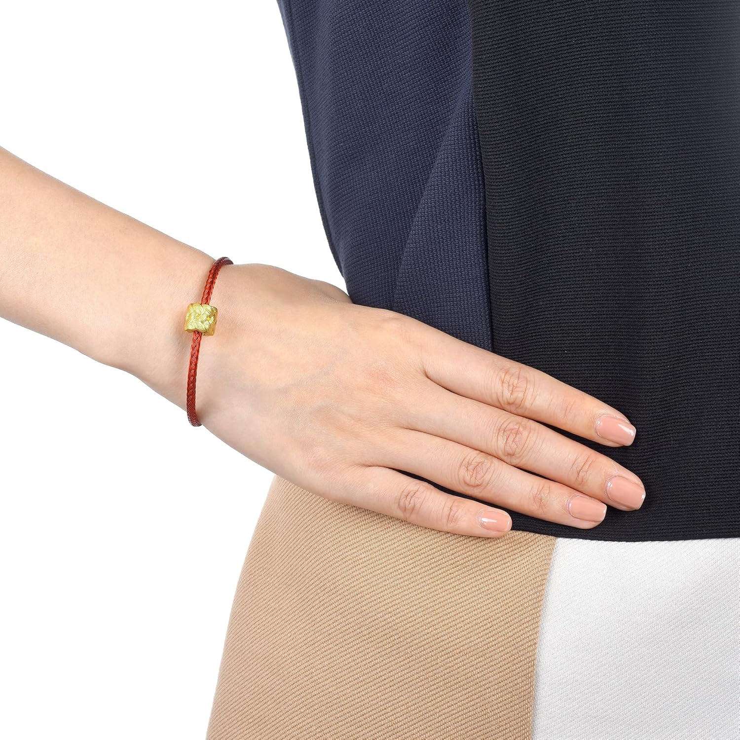 CHOW SANG SANG 999 24K Gold Charme Longevity Knot Charm Blessing Bracelet for Women 86336C