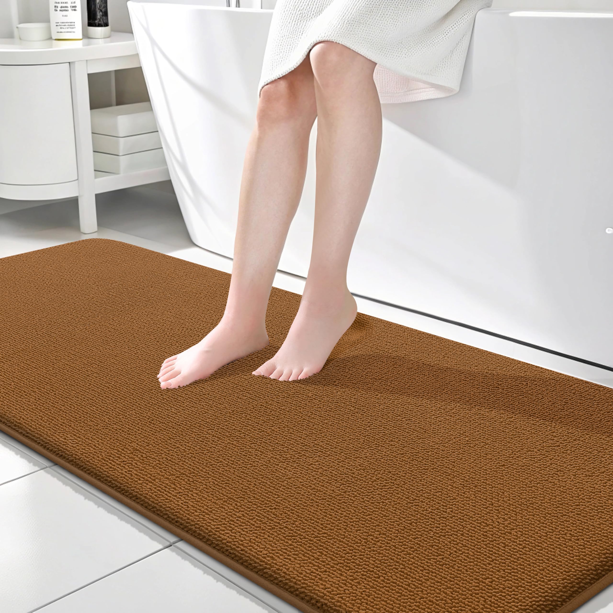 OLANLY Memory Foam Bathroom Runner Rugs 70x24, Absorbent Long Mat, Ochre