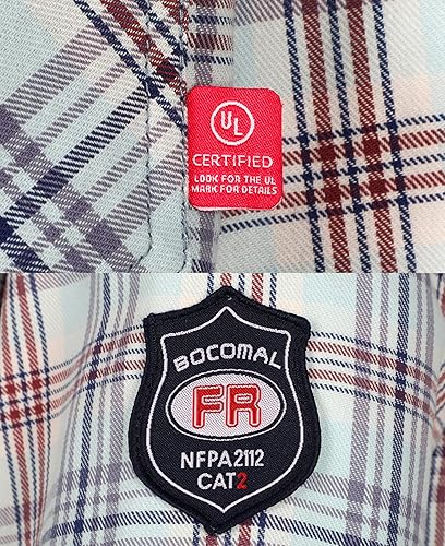 Miniatura 81 de BOCOMAL Camisas FR para hombre, resistentes al fuego, peso ligero, NFPA2112, camisa de soldadura ignífuga, acabado repelente al agua y al aceite