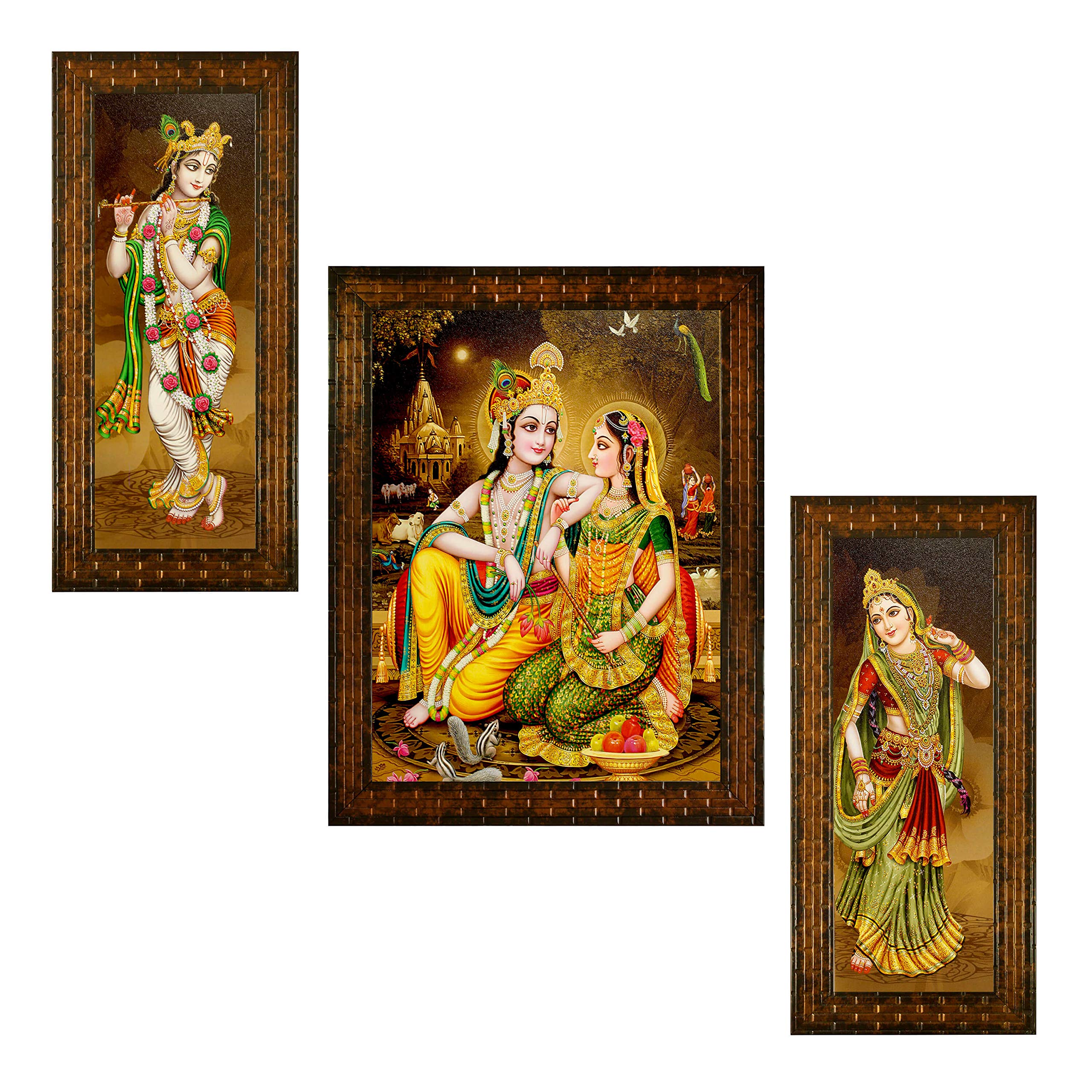インド製☆大判☆額入りアート☆ラーダ＆クリシュナ インド製☆大判