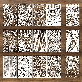 12 Stück Blumige Texturen Schablonen Set,Abstrakte Schablonen Malen,Wiederverwendbare PET Malschablonen,DIY Stencil mit Blumen,Ziegel, Baum und Insektenmotiven,für DIY,Möbel,Holz,Boden(Insekten)
