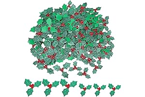 Mini Triple Leaf Holly Berries Embellishments for Holiday Christmas